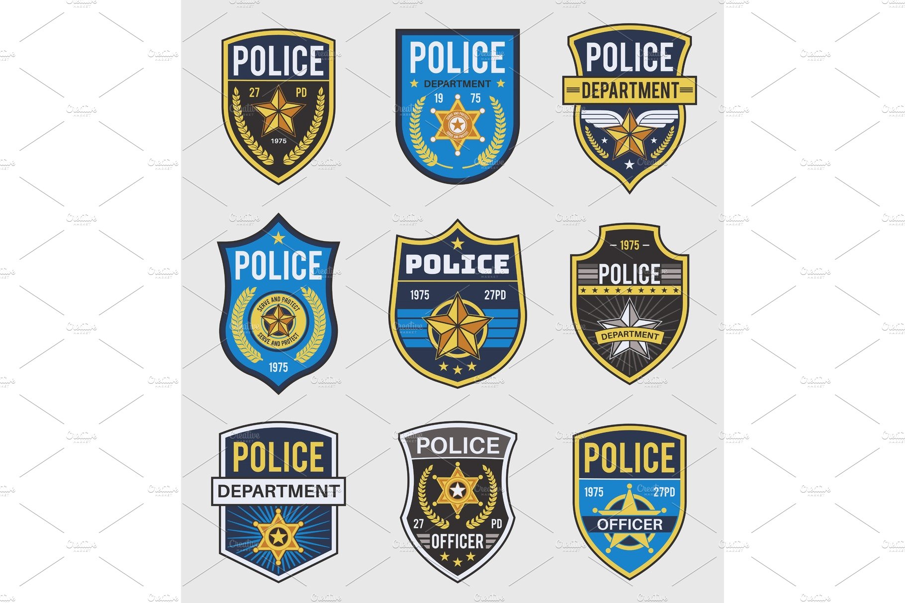Police badges. Officer government cover image.