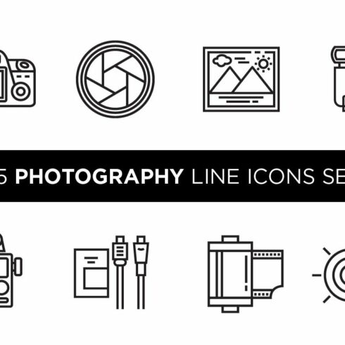 25 Photography Line Icons Set cover image.