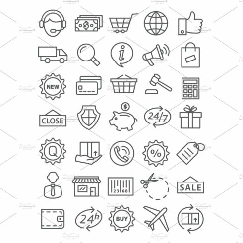 Shopping line icons cover image.
