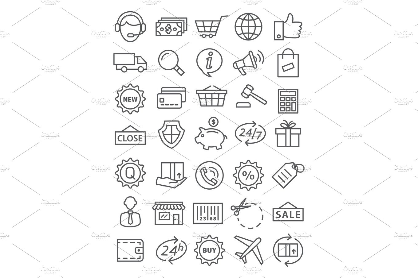 Shopping line icons cover image.