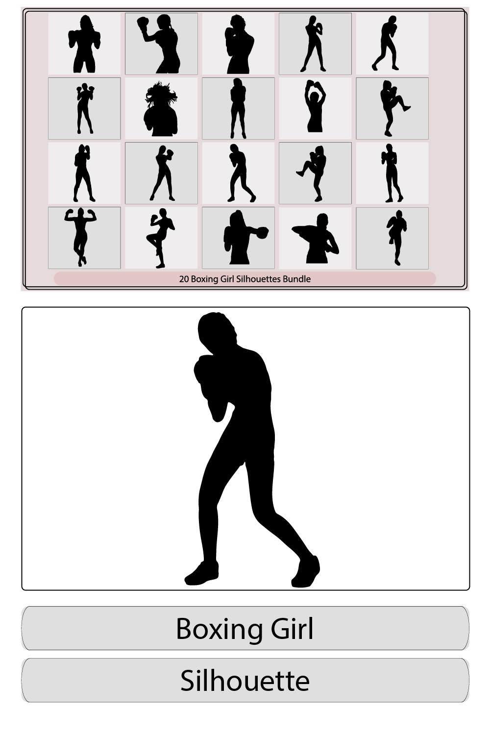 boxer woman silhouette,Template Girl Woman Boxing silhouette,boxer woman silhouette in black pinterest preview image.