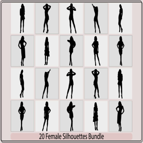 silhouette of a female,vector black silhouettes of beautiful female,female, group of silhouettes, cover image.