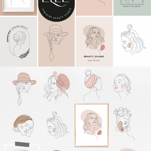 Elle - feminine beauty logos and art cover image.