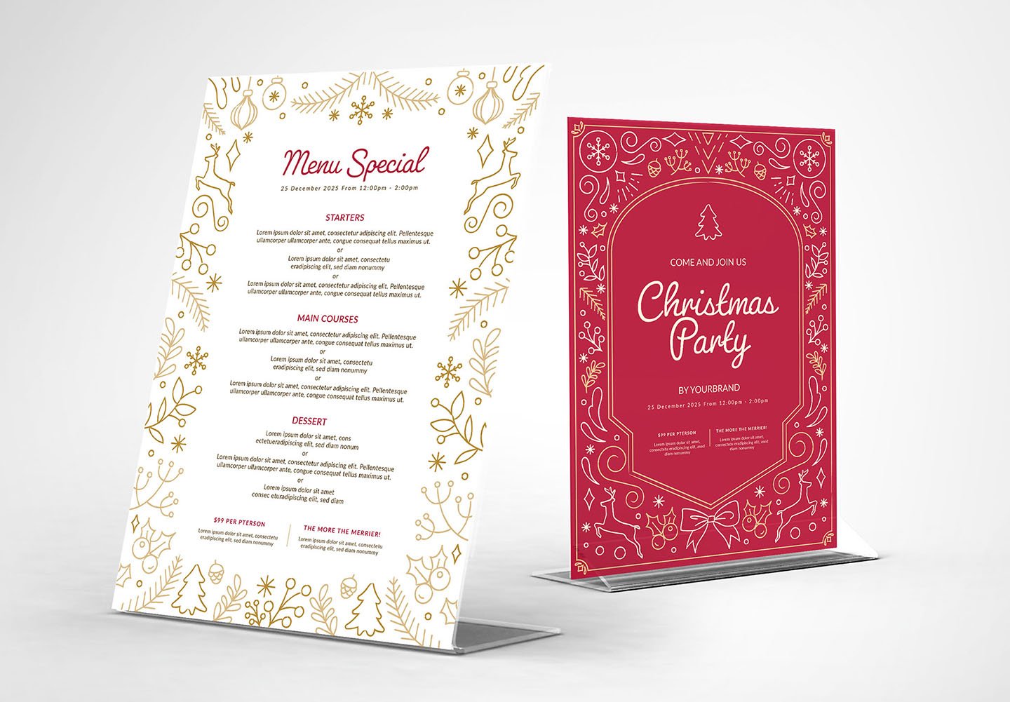 Festive Christmas Menu Flyers preview image.