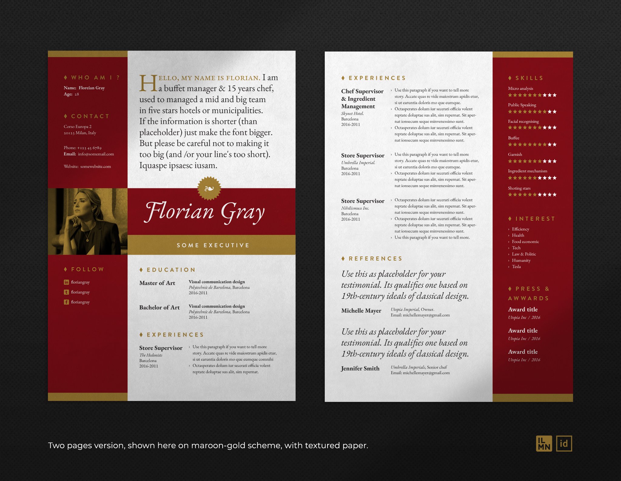 Florian Gray - Resume Template preview image.