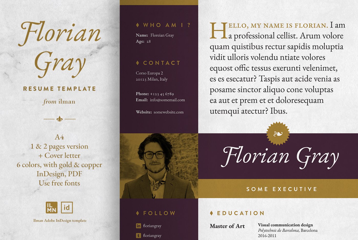 Florian Gray - Resume Template cover image.