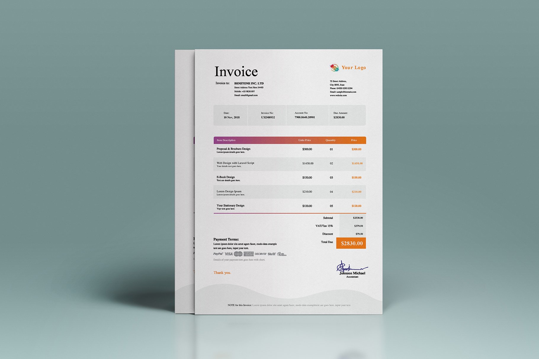 Ms Word Invoice Template cover image.