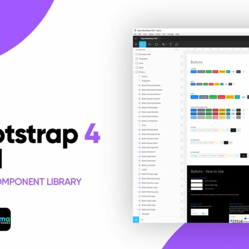 Figma Bootstrap 4 GUI Components cover image.