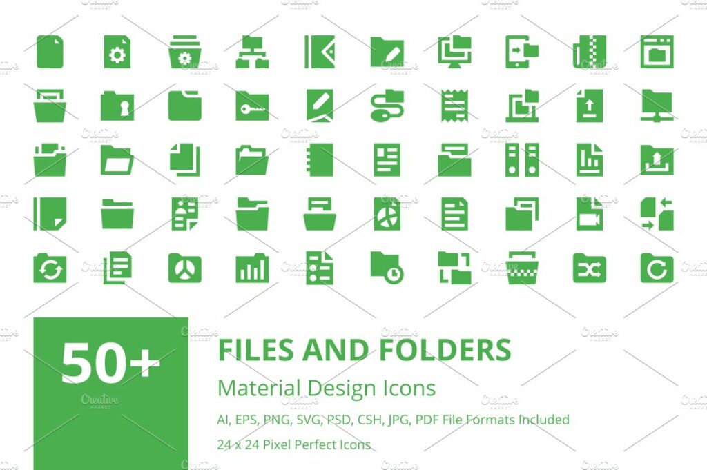 50+ Files and Folders Material Icons – MasterBundles