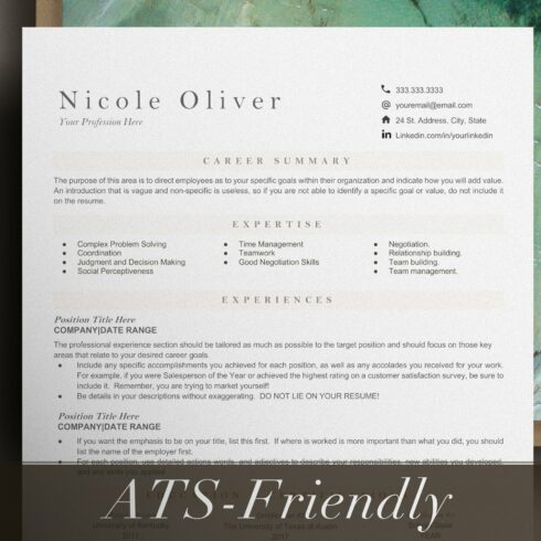 ATS Resume Template - Nicole cover image.