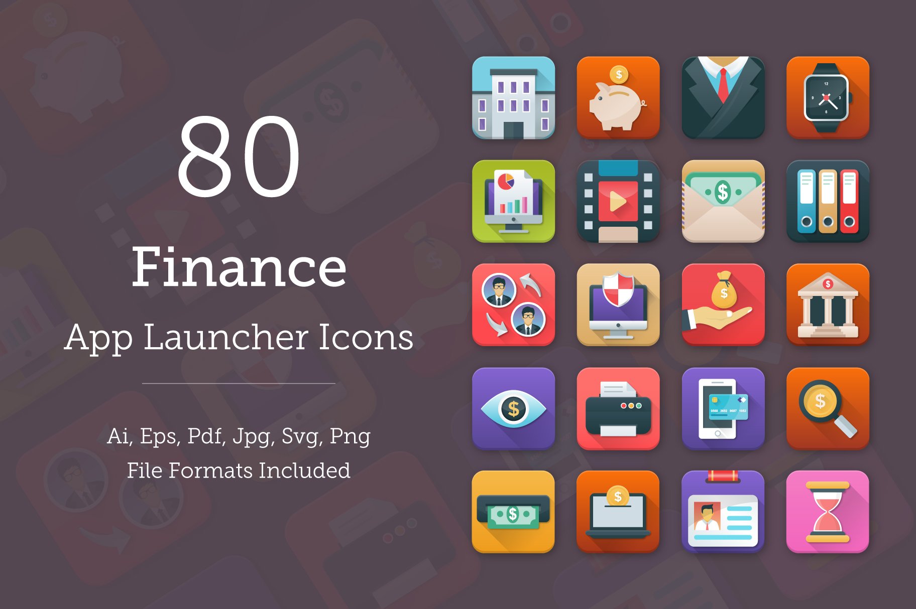 80 Finance App Icons cover image.