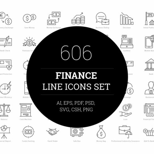 606 Finance Line Icons cover image.