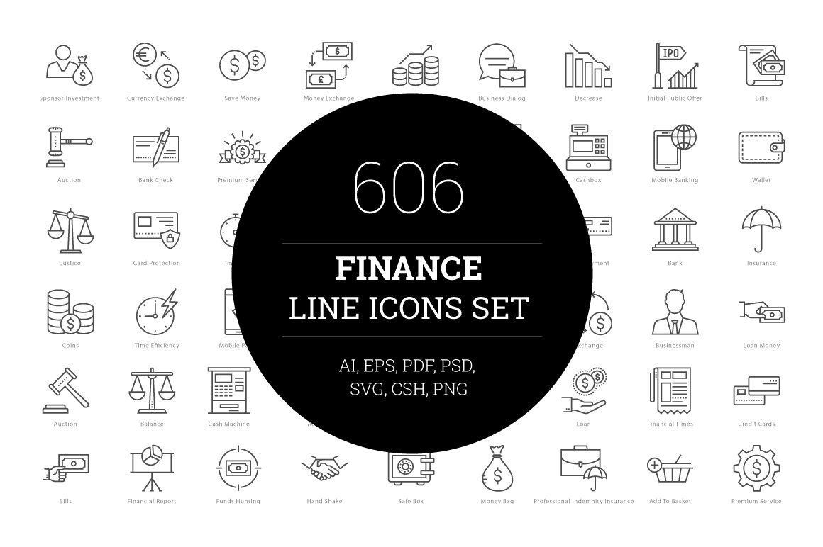 606 Finance Line Icons cover image.