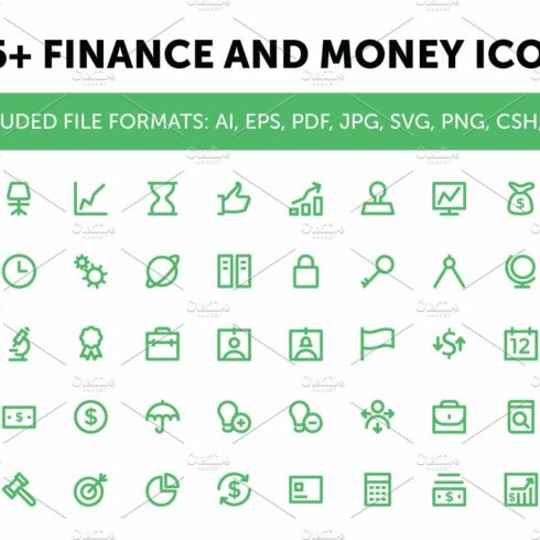 125+ Finance and Money Icons cover image.