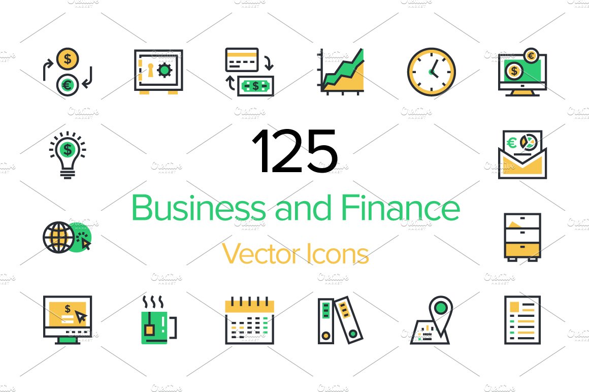 125 Business and Finance Icons cover image.