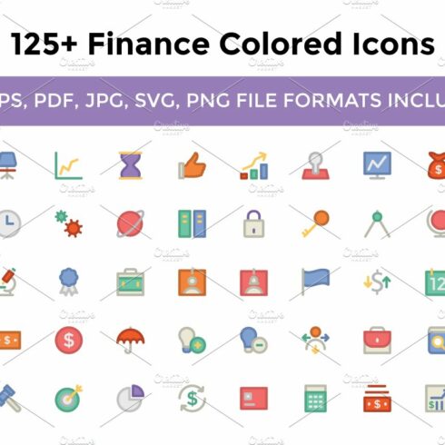 125+ Finance Colored Icons cover image.