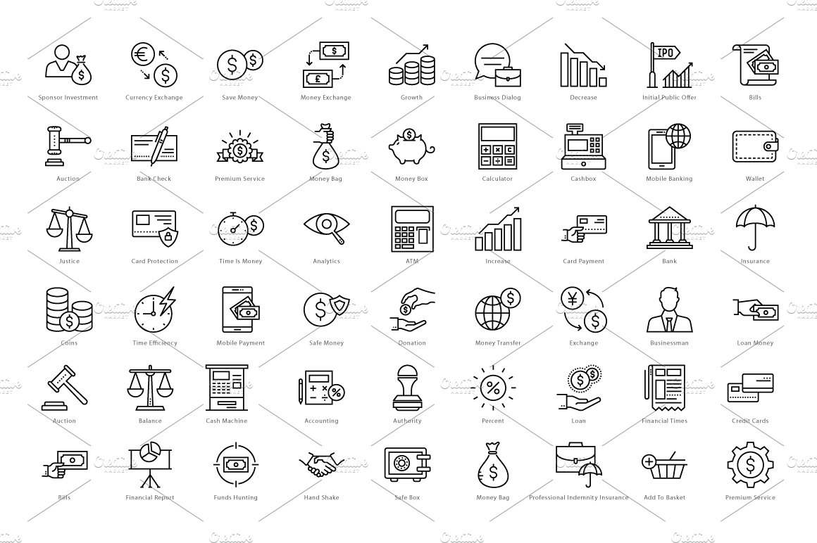 606 Finance Line Icons preview image.