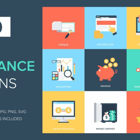 80 Finance Vector Icons cover image.