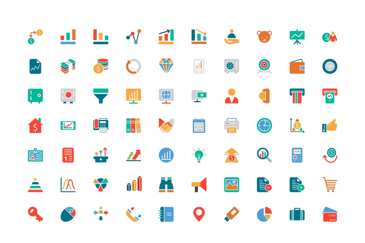 250+ Finance Colored Icons preview image.