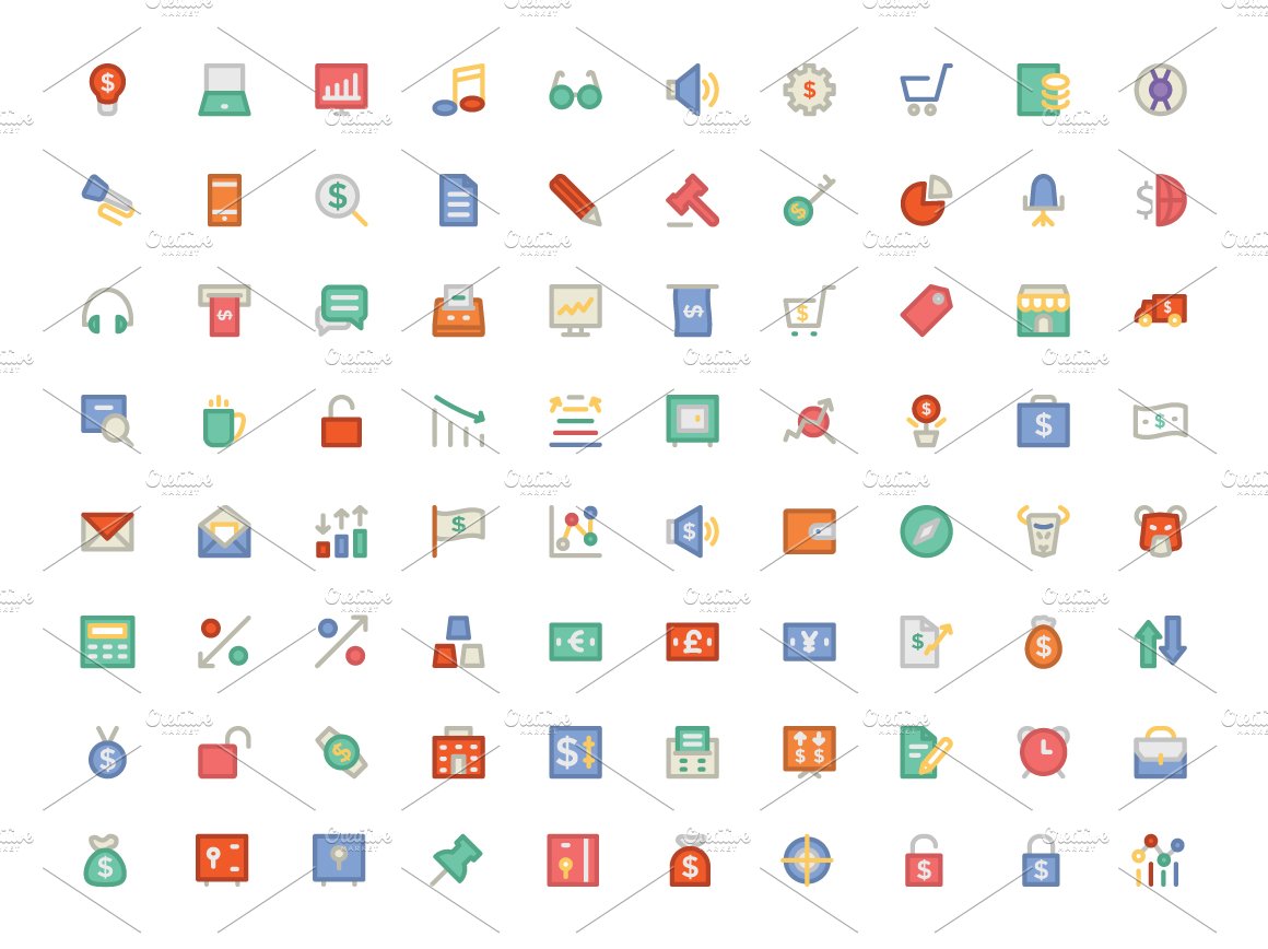 125+ Finance Colored Icons preview image.