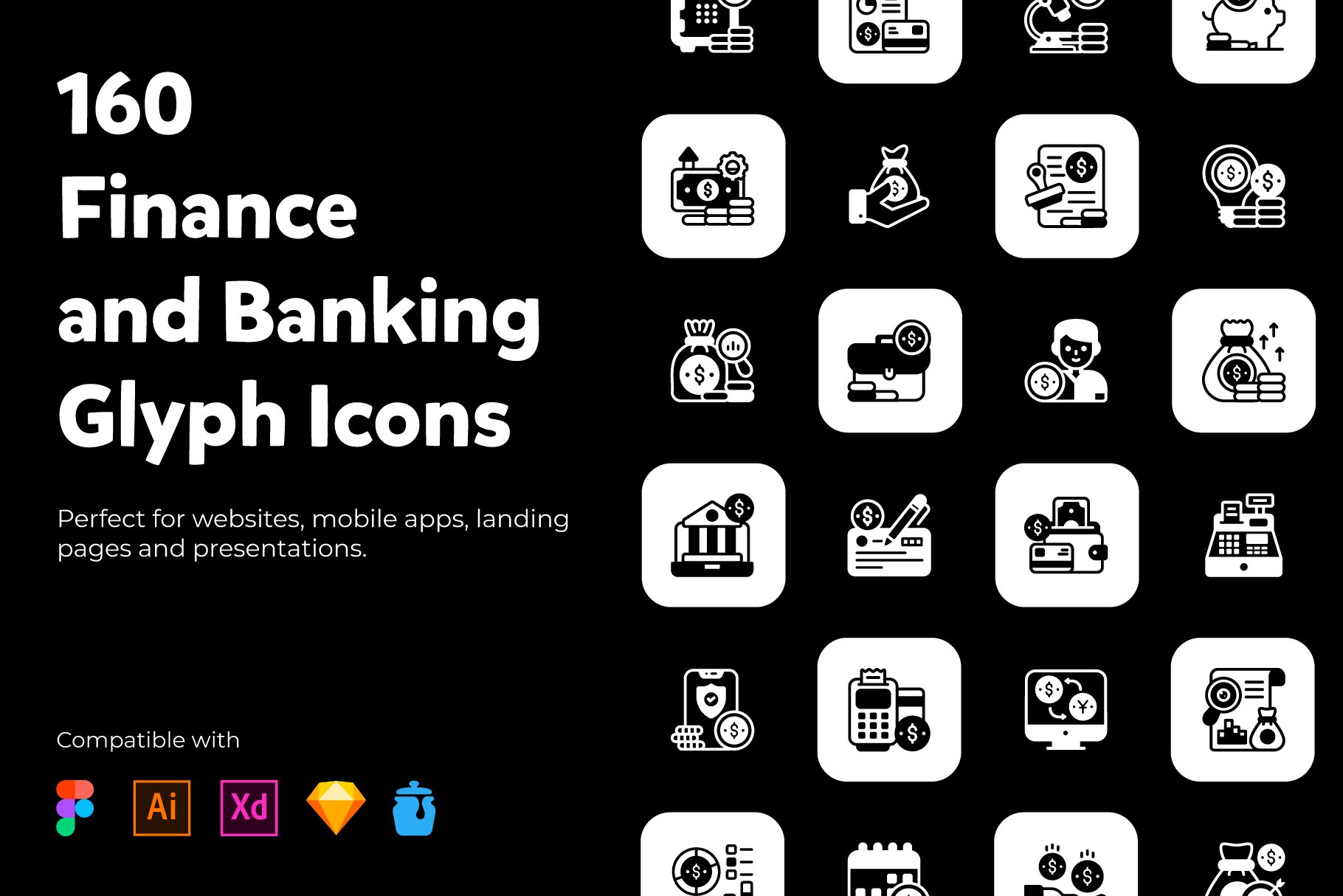 Online Banking and Finance icons cover image.
