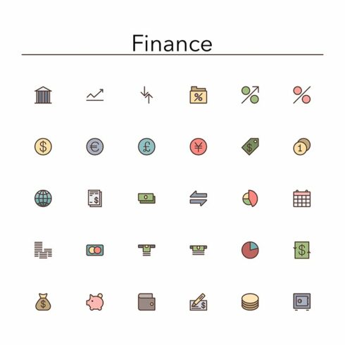 Finance Colored Line Icons cover image.