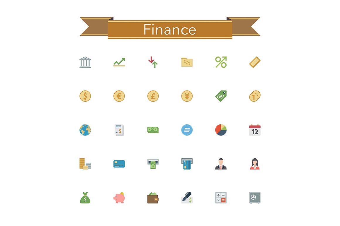 Finance Flat Icons cover image.