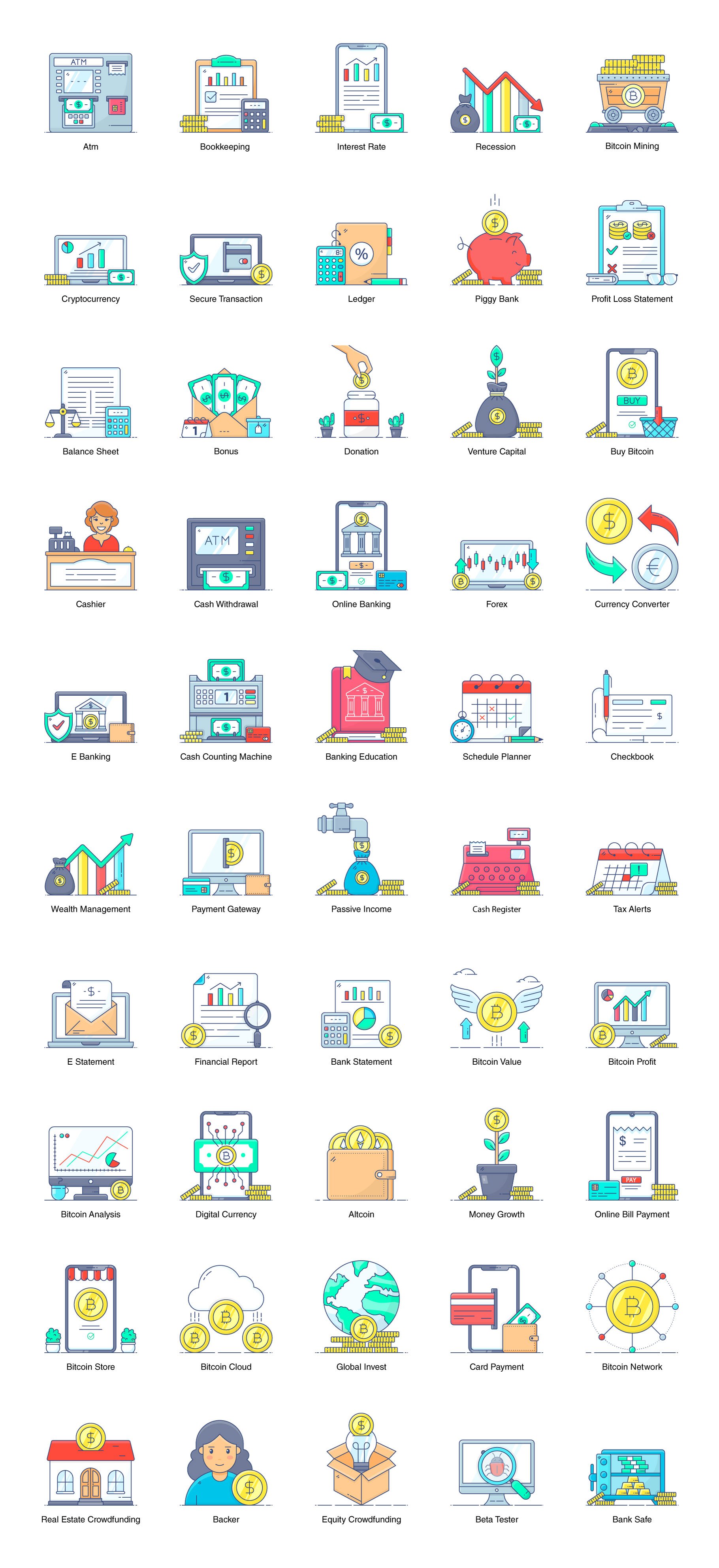 finance icons full preview flat 322
