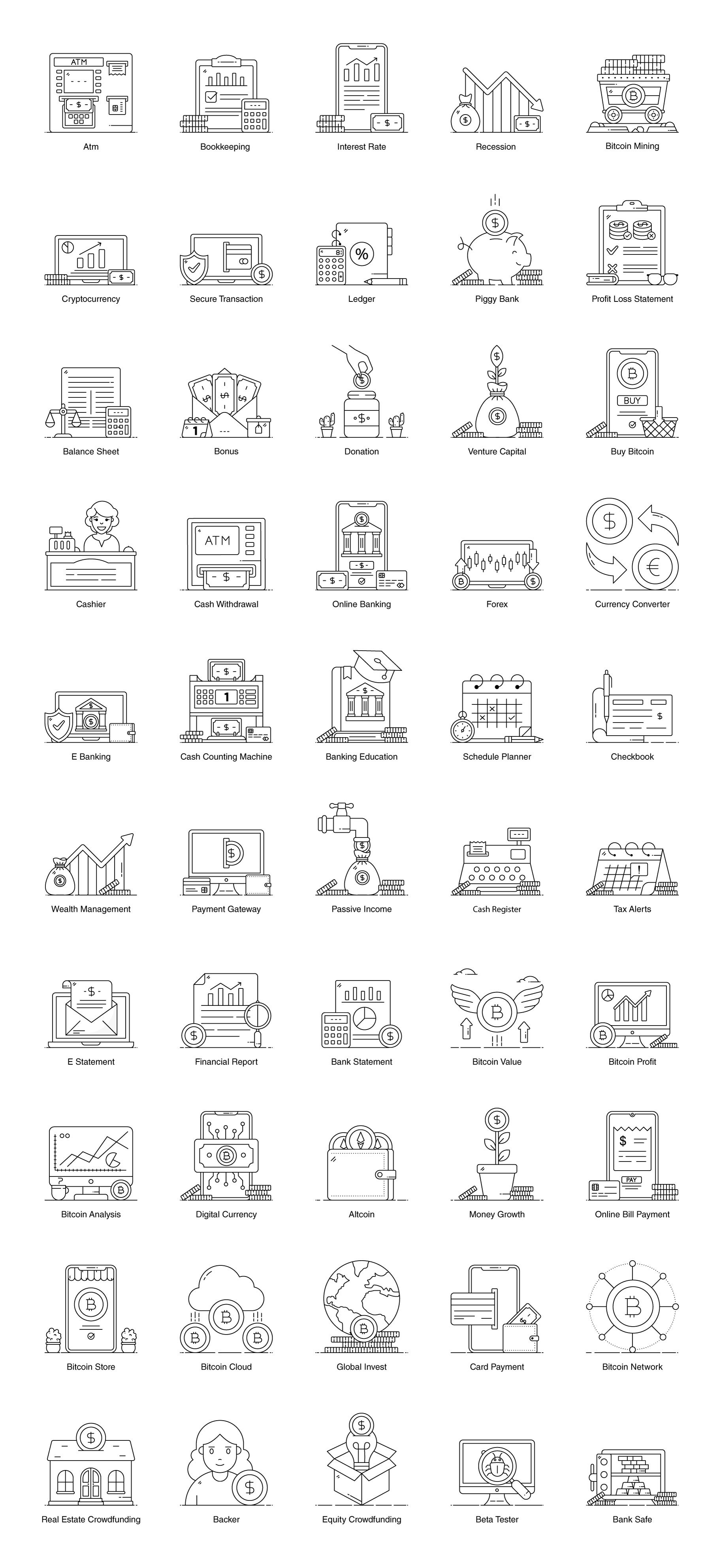 finance icons full preview line 88