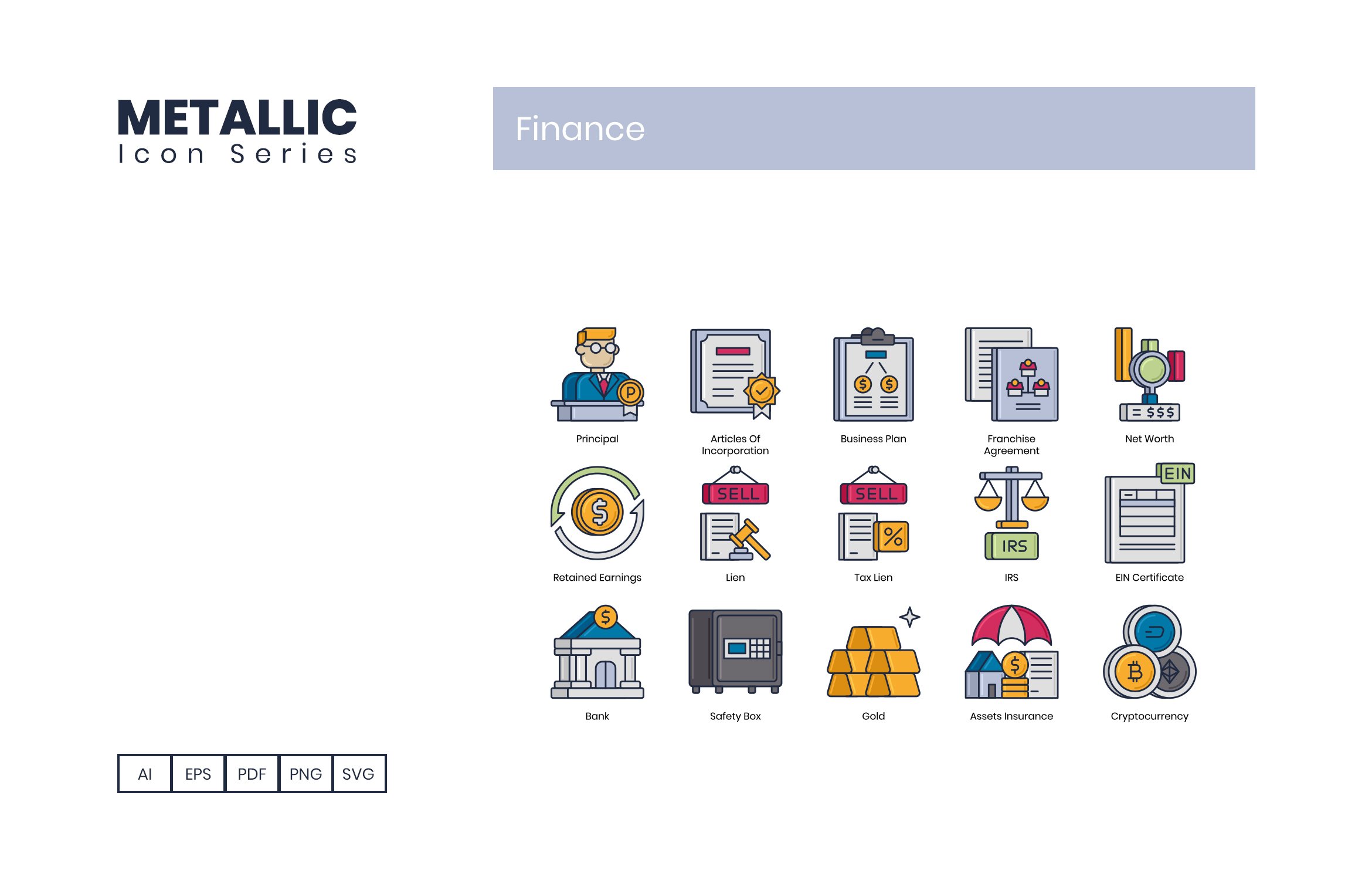 finance icons metallic cm 4 1