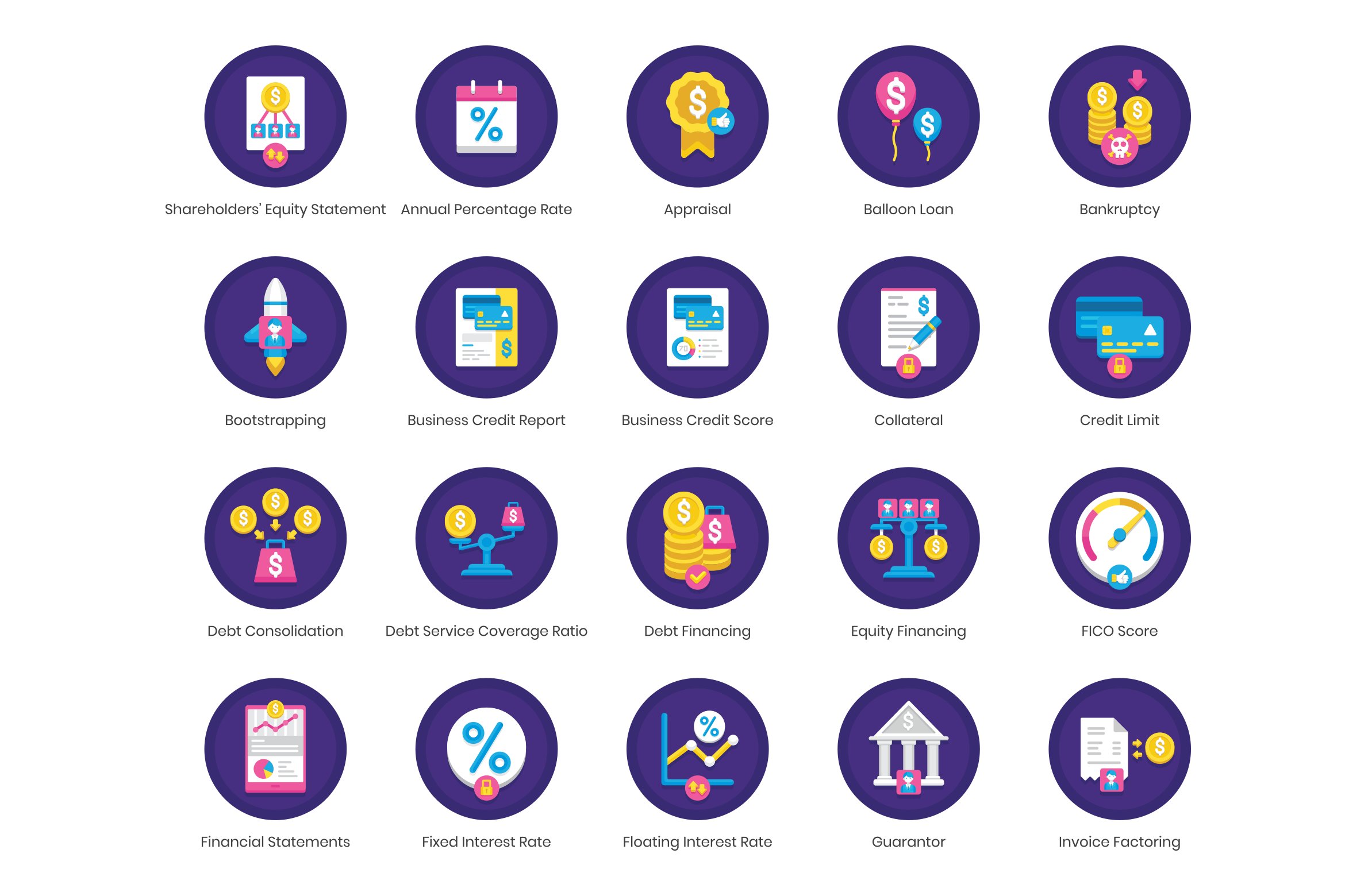 70 Finance Icons - Orchid Series preview image.