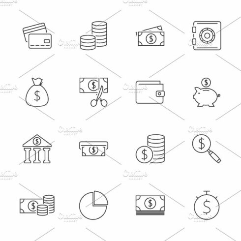 Finance outline icon set cover image.