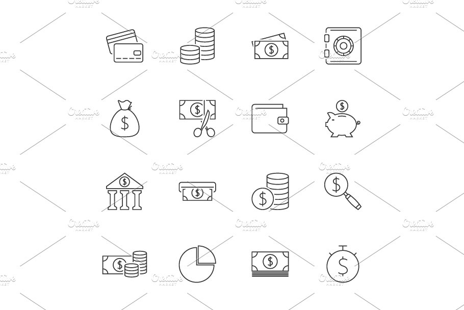 Finance outline icon set cover image.