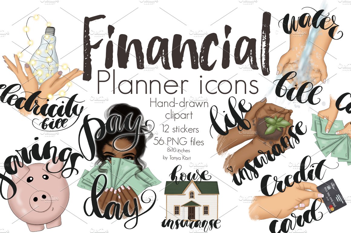 Financial Planner Icons Clipart cover image.
