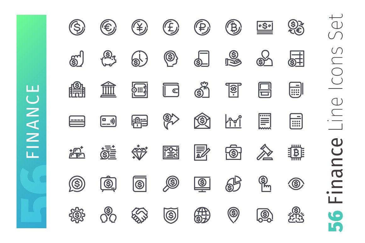 Finance Line Icons Set preview image.