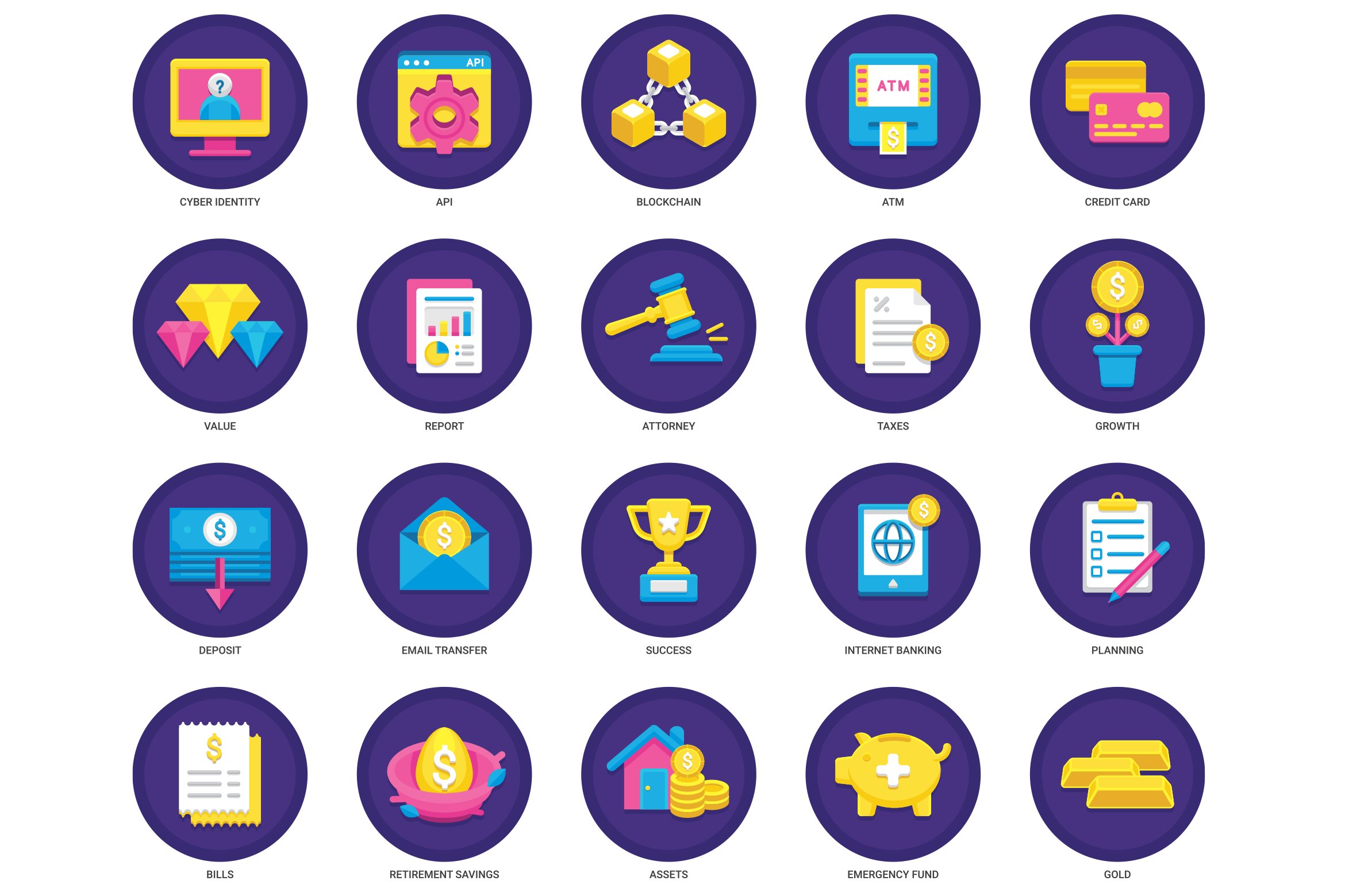 Fintech - Finance Technology Icons preview image.