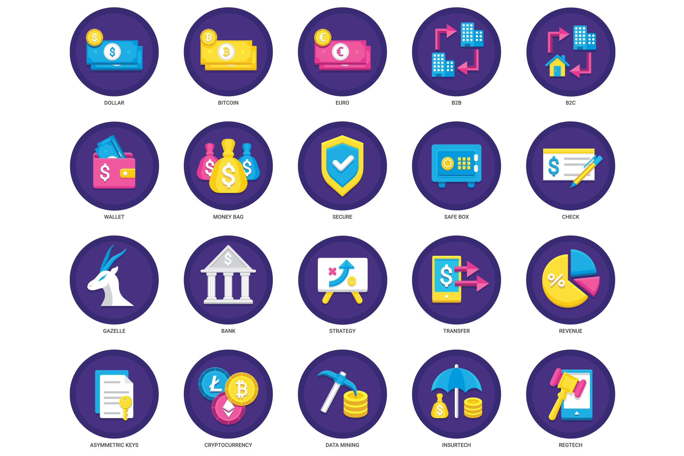 fintech flat icons cm 28429 527