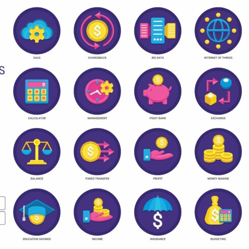 Fintech - Finance Technology Icons cover image.