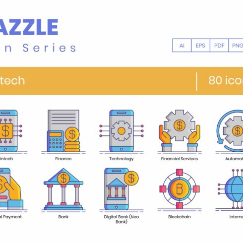 80 Fintech (V2021) Icons | Dazzle cover image.