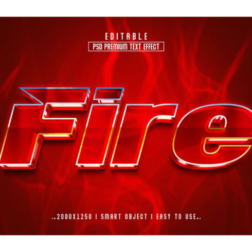 Red fire text effect with a red background.