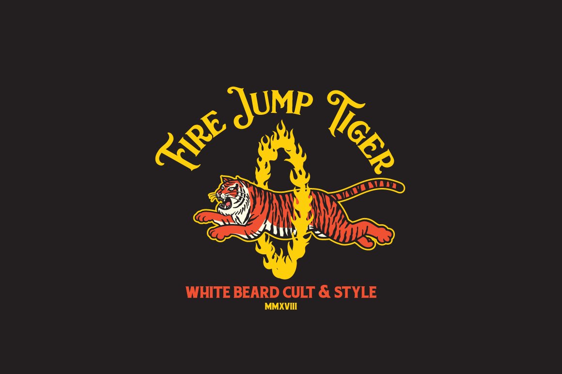 Fire Jump Tiger Logo Template preview image.