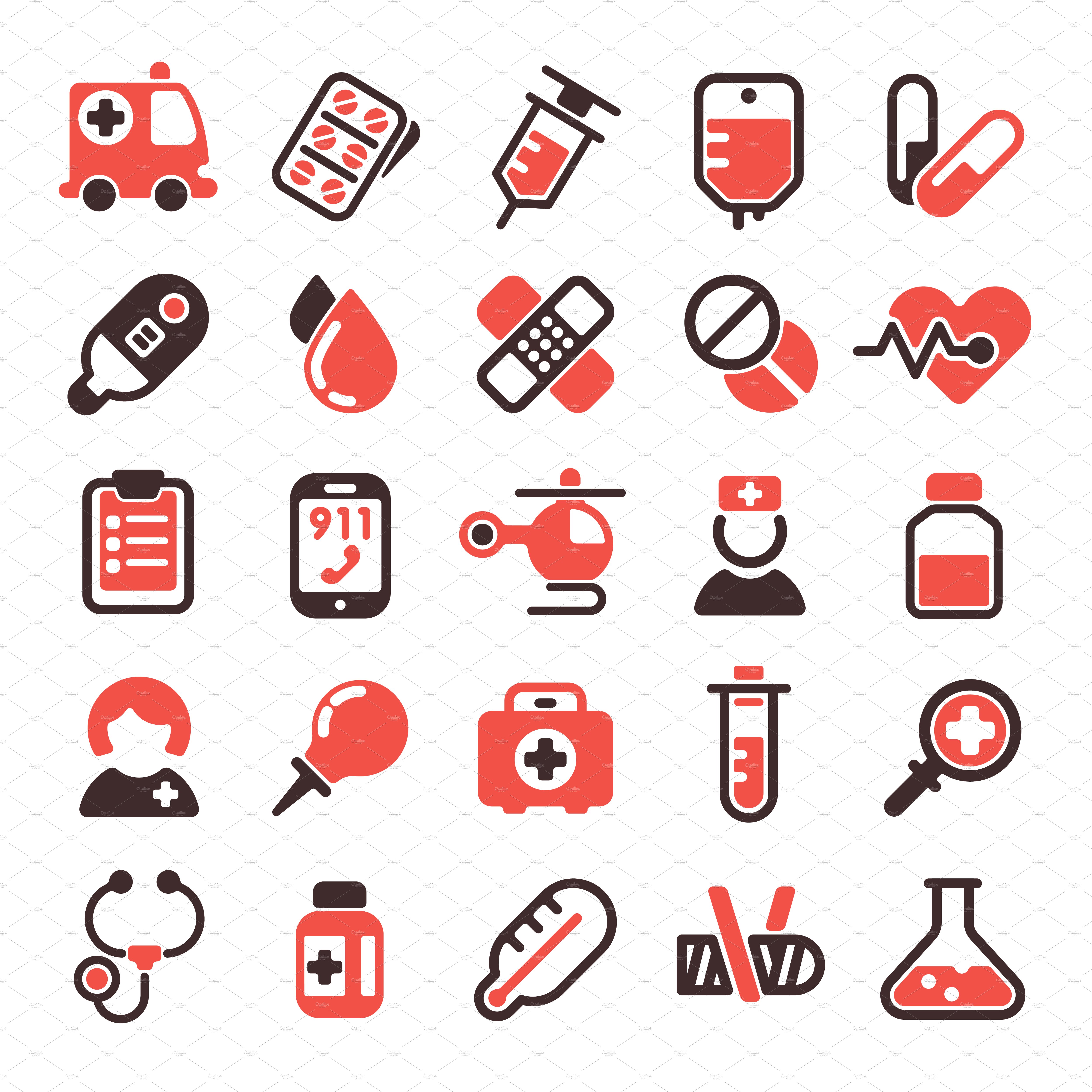 Medical emergency vector icons cover image.