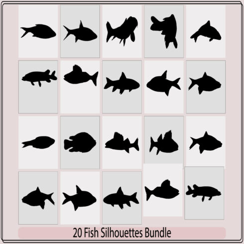 Set of fishes silhouettes Bundle,fish silhouette logo,Fish vector Icon Sea Food illustration symbol cover image.