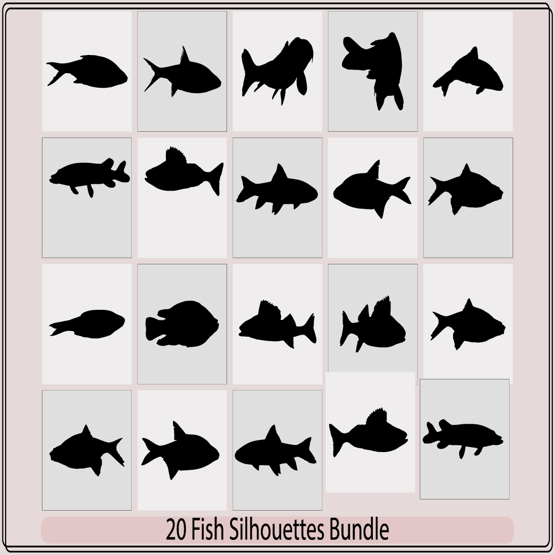 Set of fishes silhouettes Bundle,fish silhouette logo,Fish vector Icon Sea Food illustration symbol preview image.