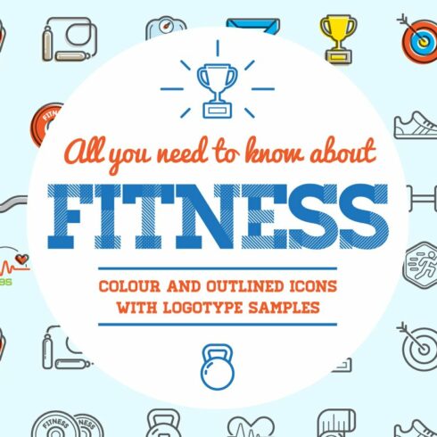 Awesome Fitness Icons and Logo Set cover image.