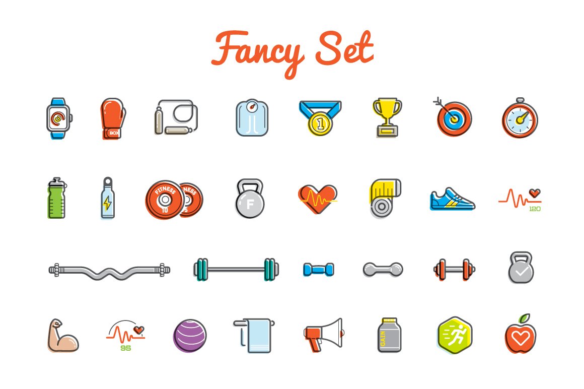 Awesome Fitness Icons and Logo Set preview image.