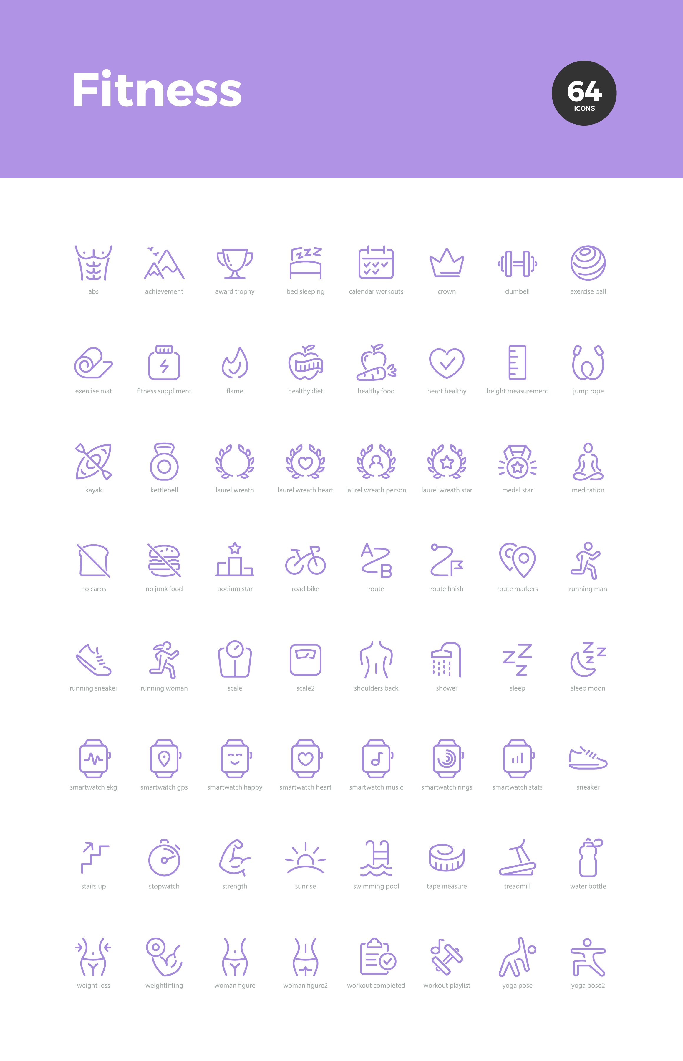 fitness icons vector line icon set 6 705