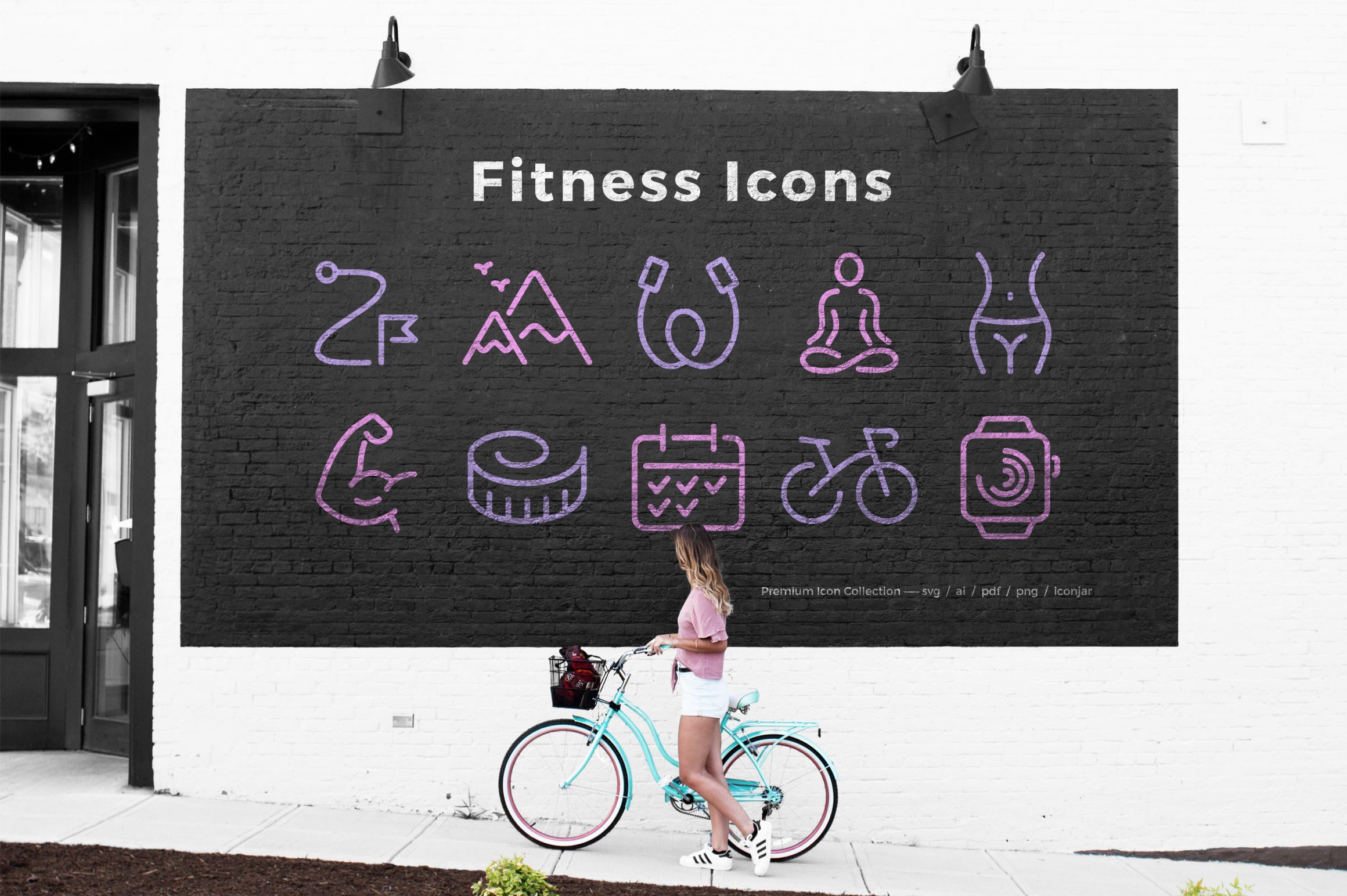 fitness icons vector line icon set 7 491