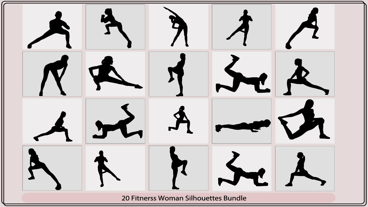 The silhouettes of a woman in different poses.