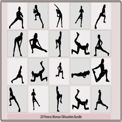 Fitness silhouettes logo,Fitness woman silhouettes,silhouette of female sprinter,fitness exercises concept, cover image.